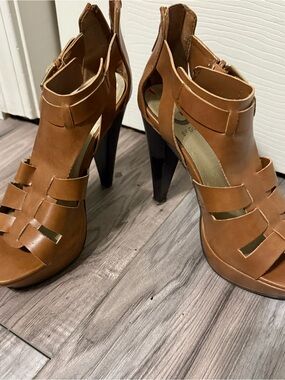 G by Guess Cognac Strappy Platform High Heels